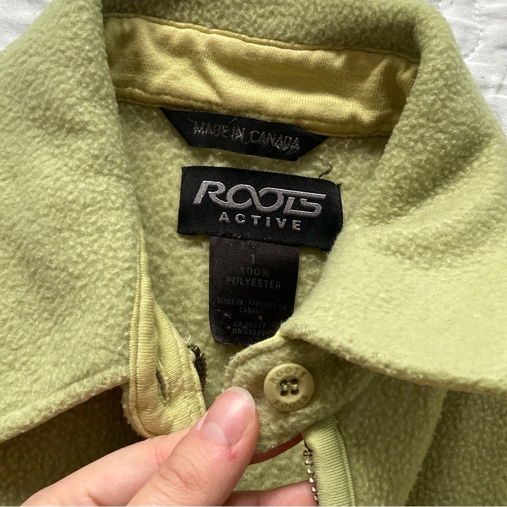 Vintage 90s Roots Pear Green Fleece Zip Up 🍐 - Picture 3 of 4